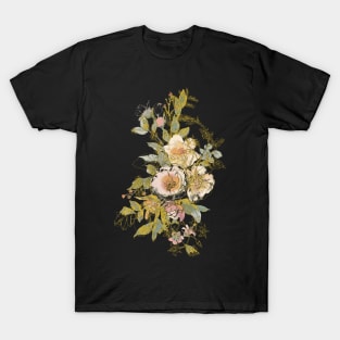 Golden Elegance: Design Featuring Sprinkled Wild Roses T-Shirt